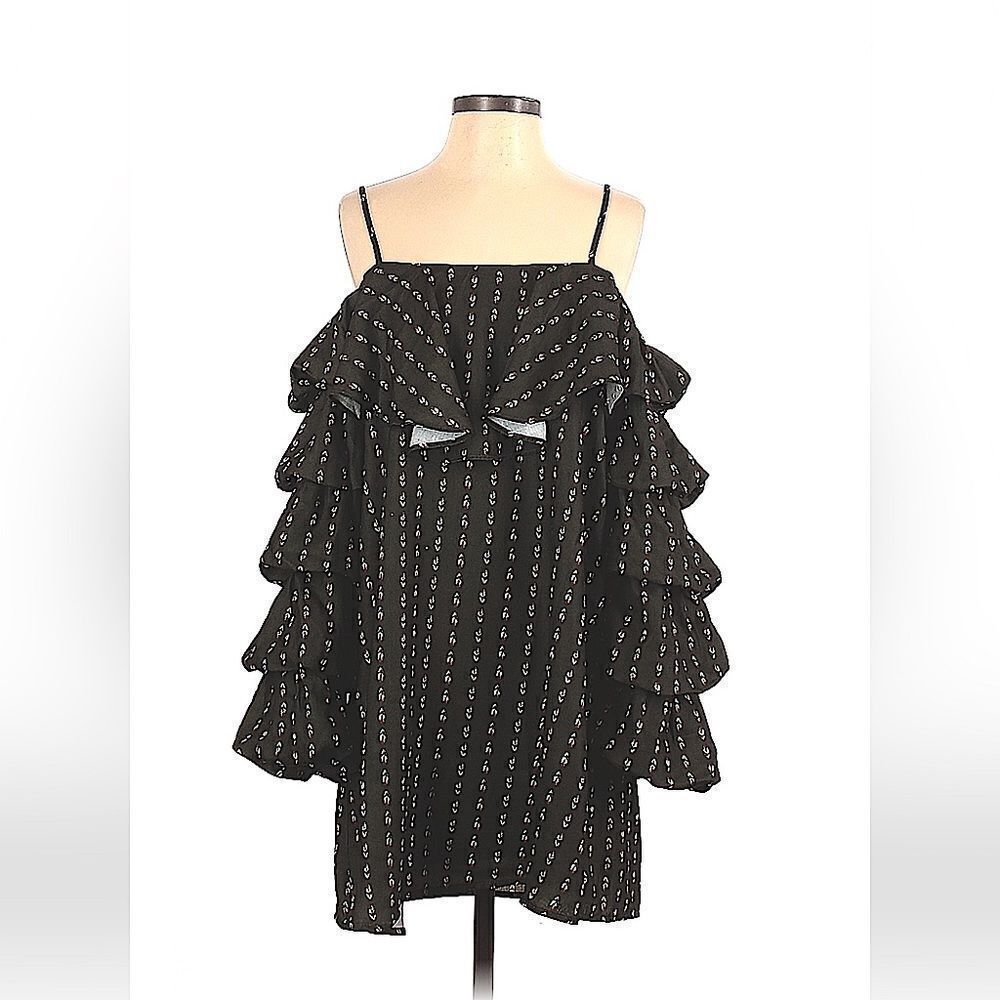 Urban Outfitters Lucca Couture Deep Green Ruffle 3/4 Sleeve Mini Dress Sz S